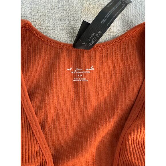 Urban Outfitters Out From Under Seamless Plunge Cropped Tank Top Orange Medium - Picture 3 of 5